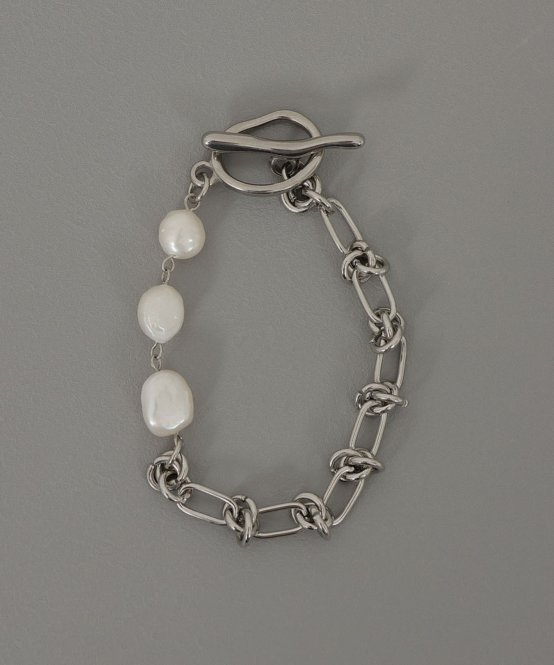 【ORLEAN】 デザインチェーンマンテルブレスレット パール ニュアンス サージカルステンレス