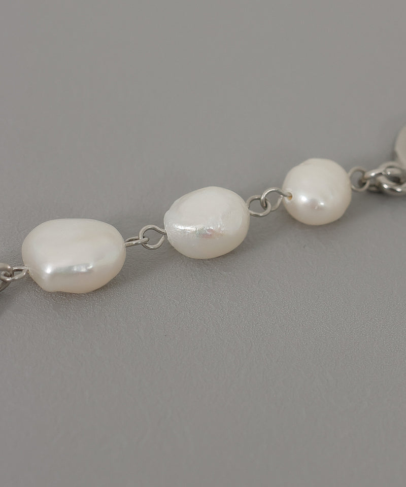 【ORLEAN】 デザインチェーンマンテルブレスレット パール ニュアンス サージカルステンレス