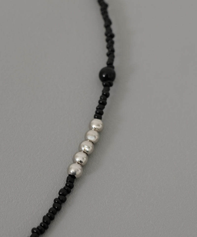 金属アレルギー対応 ビーズネックレス ニュアンスデザイン メタル パール サージカルステンレス