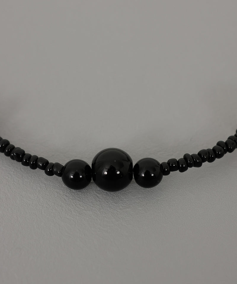 金属アレルギー対応 ビーズネックレス ニュアンスデザイン メタル パール サージカルステンレス