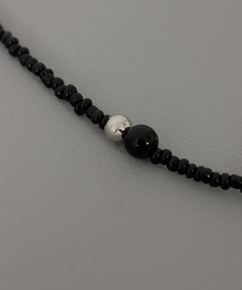 金属アレルギー対応 ビーズネックレス ニュアンスデザイン メタル パール サージカルステンレス