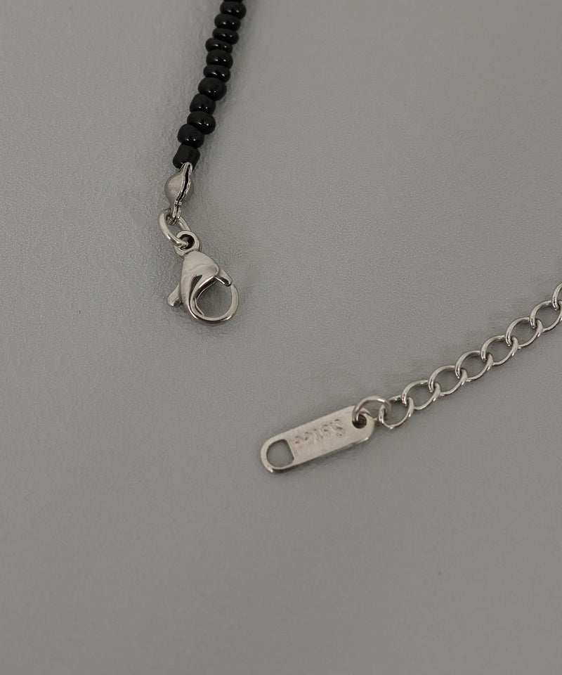 金属アレルギー対応 ビーズネックレス ニュアンスデザイン メタル パール サージカルステンレス