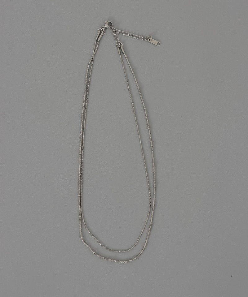 【ORLEAN】 二連チェーンニュアンスデザインネックレス サージカルステンレス