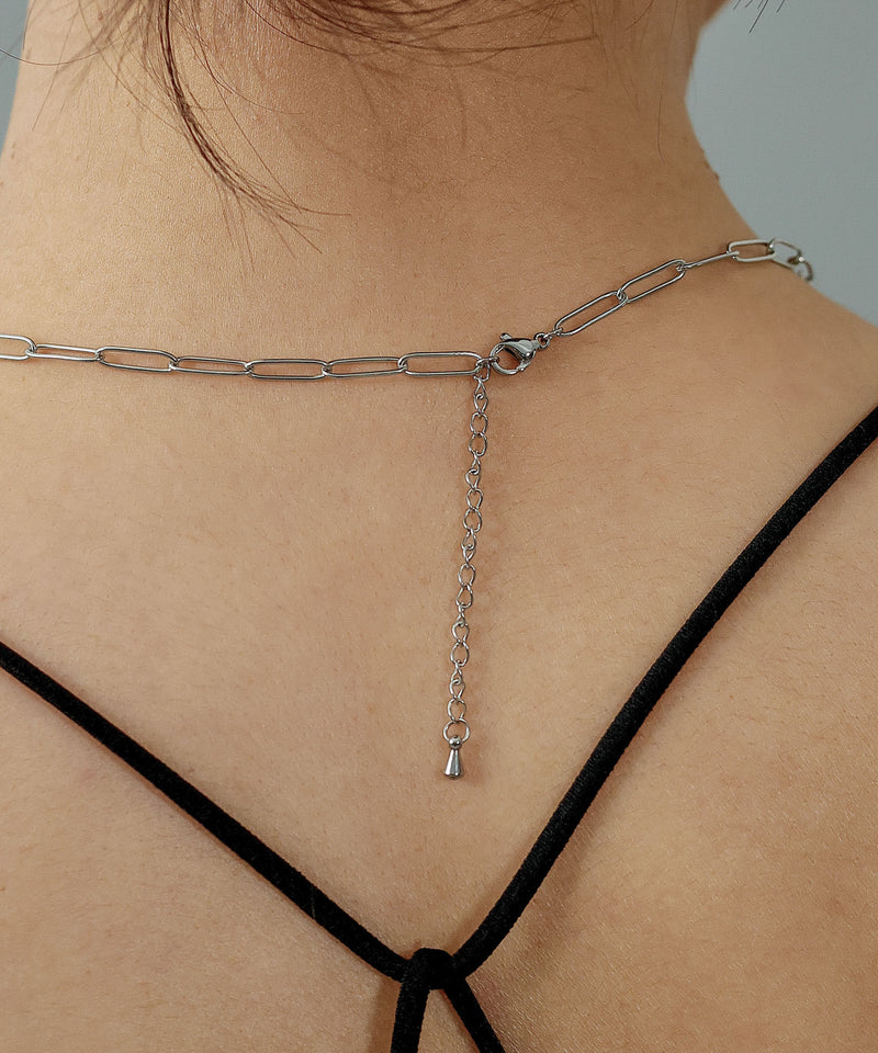 金属アレルギー対応 平長あずきチェーンネックレス サージカルステンレス