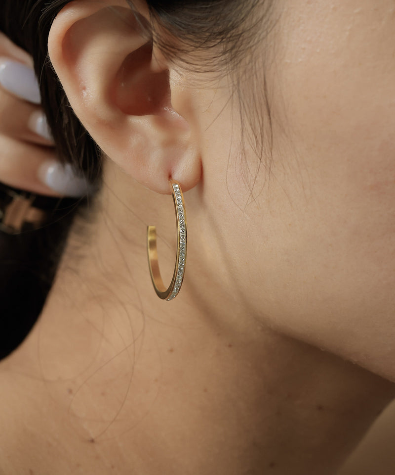 【ORLEAN】ビジュー フープピアス ストーン