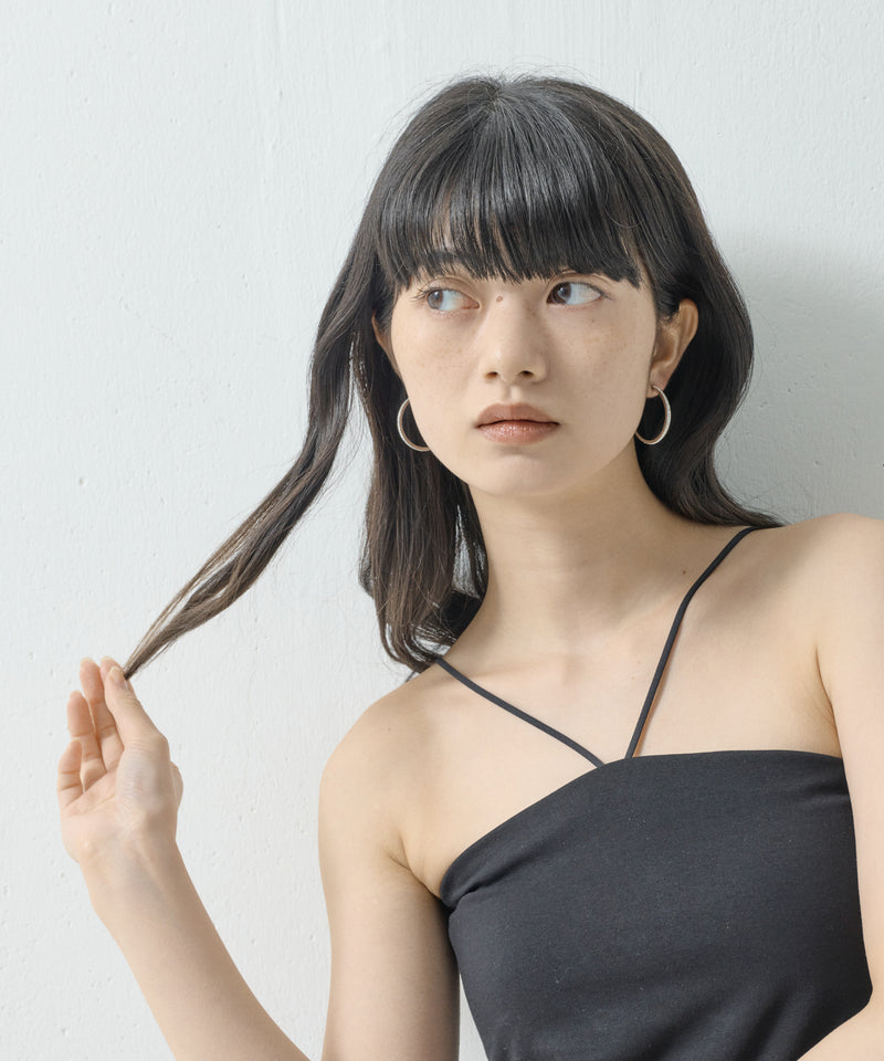 金属アレルギー対応 ビジュー フープピアス ストーン サージカルステンレス