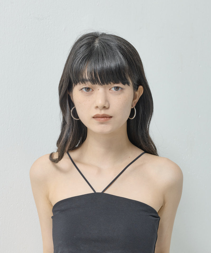 金属アレルギー対応 ビジュー フープピアス ストーン サージカルステンレス