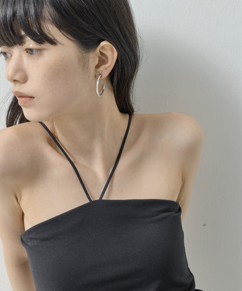 金属アレルギー対応 ビジュー フープピアス ストーン サージカルステンレス