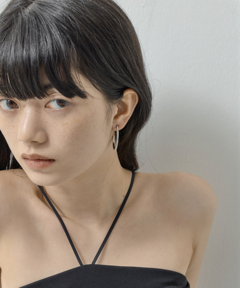 金属アレルギー対応 ビジュー フープピアス ストーン サージカルステンレス