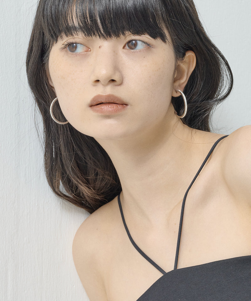 金属アレルギー対応 ビジュー フープピアス ストーン サージカルステンレス
