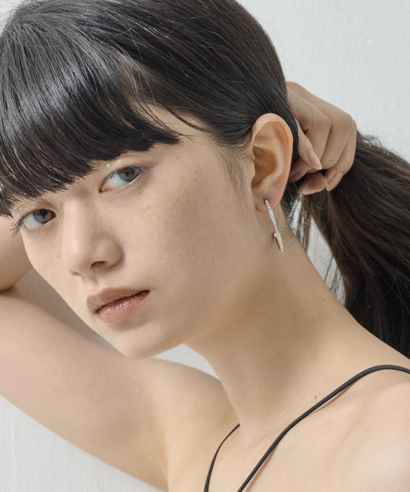金属アレルギー対応 ビジュー フープピアス ストーン サージカルステンレス