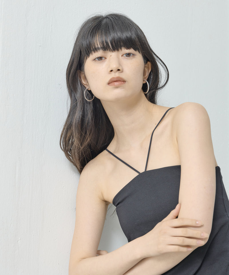 金属アレルギー対応 ビジュー フープピアス ストーン サージカルステンレス
