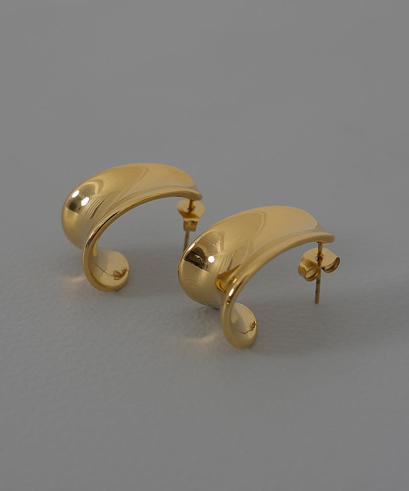 金属アレルギー対応 ドロップフープデザインメタルピアス サージカルステンレス