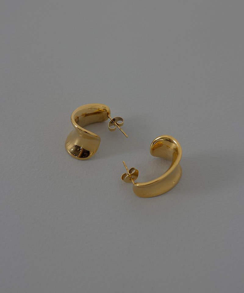 金属アレルギー対応 ドロップフープデザインメタルピアス サージカルステンレス