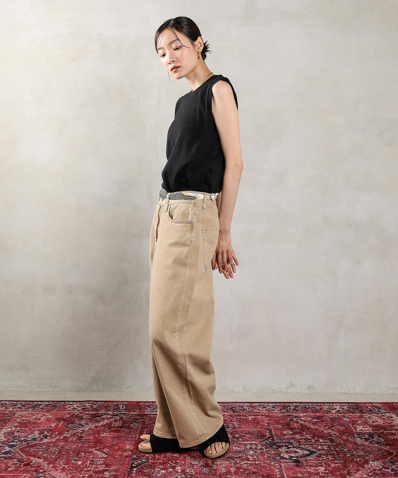 ラウンドネック ノースリーブトップス タンクトップ