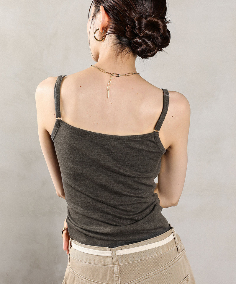 カップ付き コットンフライス キャミソール