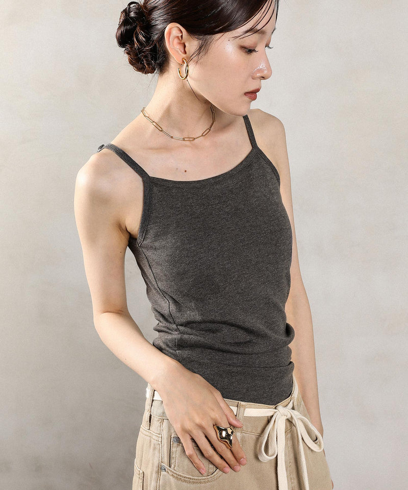 カップ付き コットンフライス キャミソール