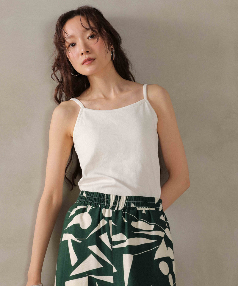 カップ付き コットンフライス キャミソール