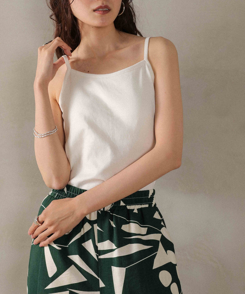 カップ付き コットンフライス キャミソール