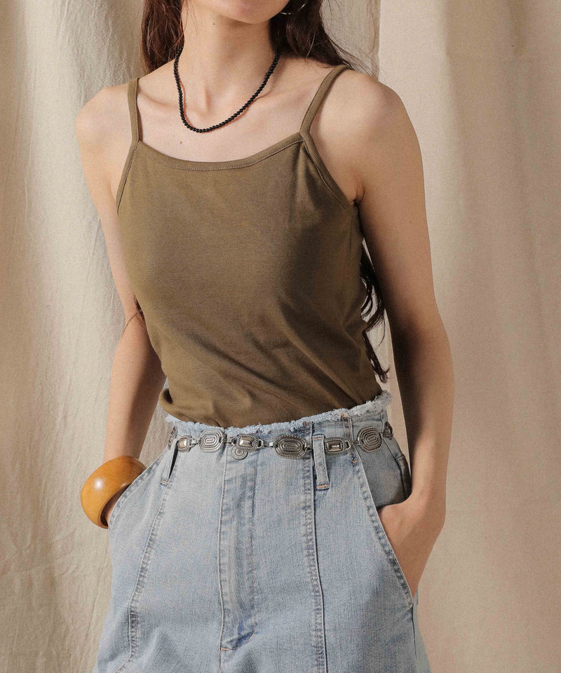 カップ付き コットンフライス キャミソール