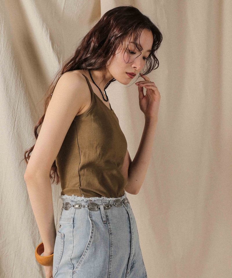 カップ付き コットンフライス キャミソール