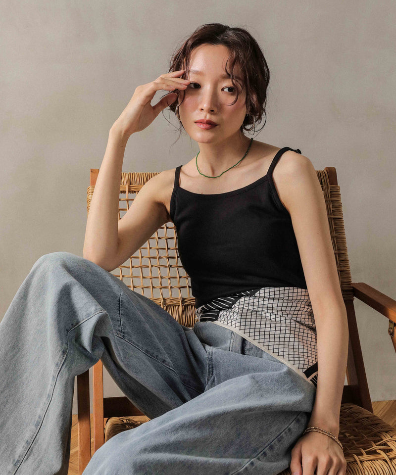 カップ付き コットンフライス キャミソール