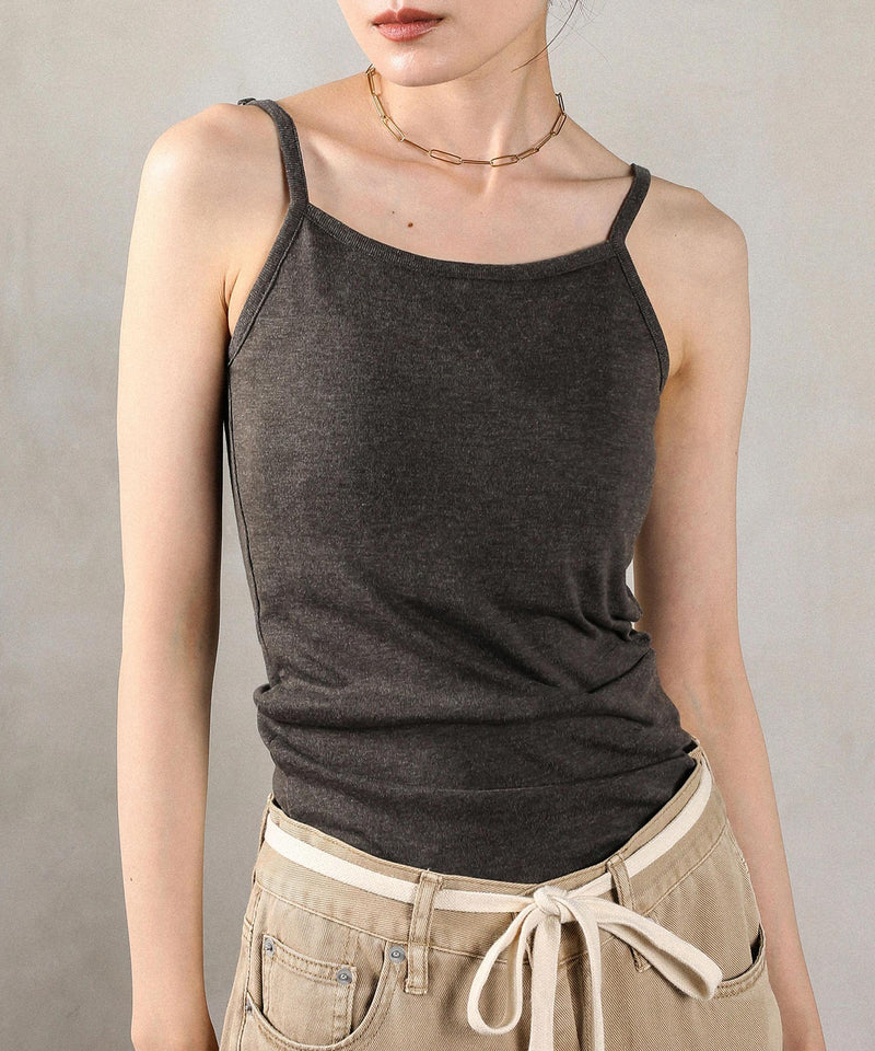 カップ付き コットンフライス キャミソール