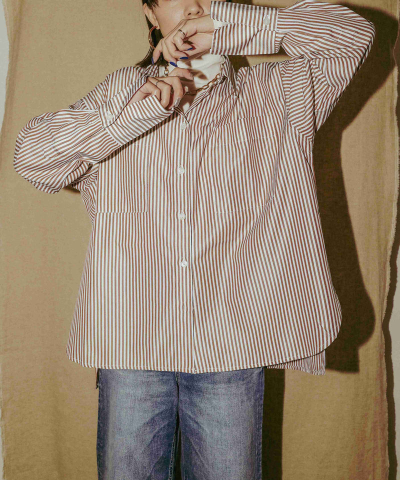 ダブルポケット ストライプ シャツ