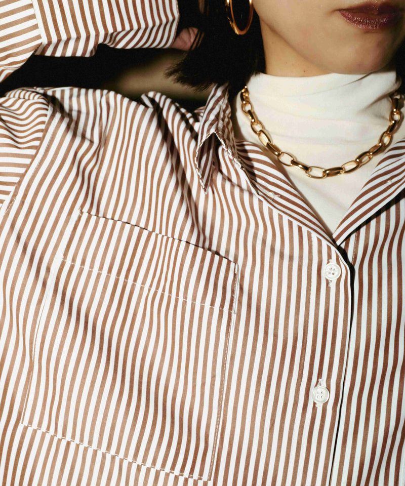 ダブルポケット ストライプ シャツ