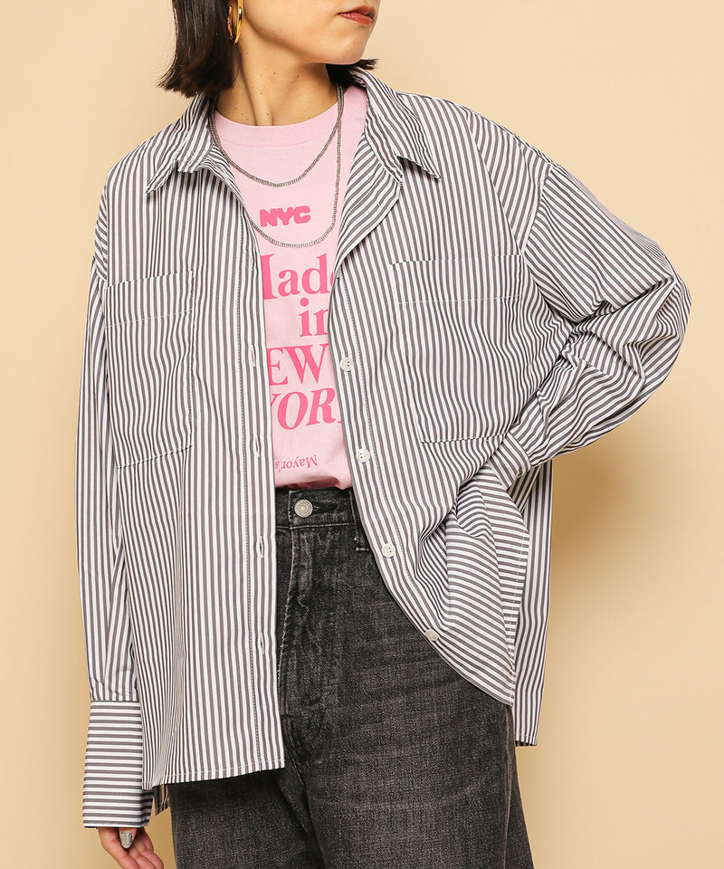 ダブルポケット ストライプ シャツ