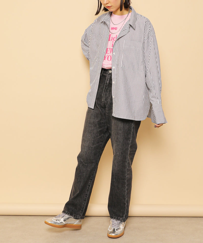 ダブルポケット ストライプ シャツ