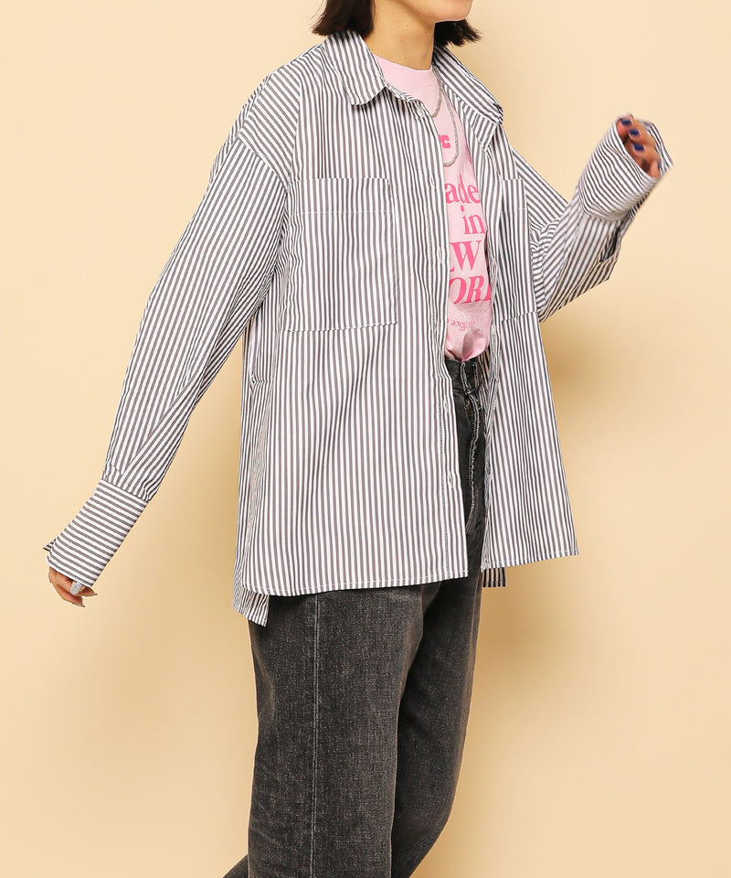 ダブルポケット ストライプ シャツ