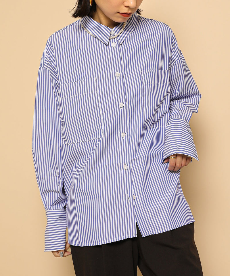ダブルポケット ストライプ シャツ