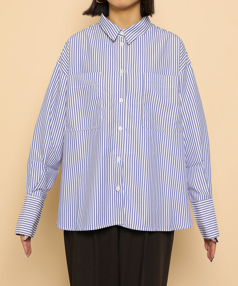 ダブルポケット ストライプ シャツ