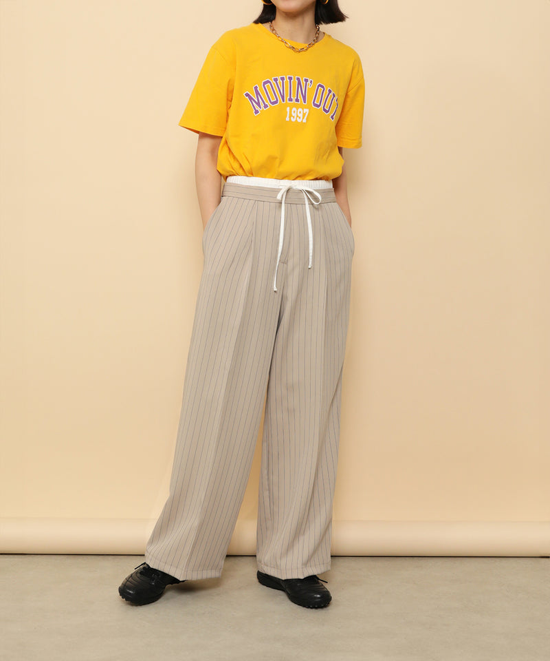 ピンストライプ ダブルウエストパンツ