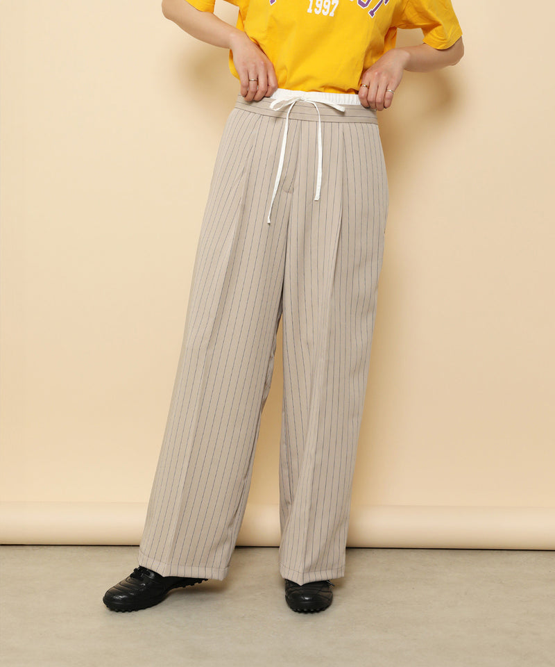ピンストライプ ダブルウエストパンツ