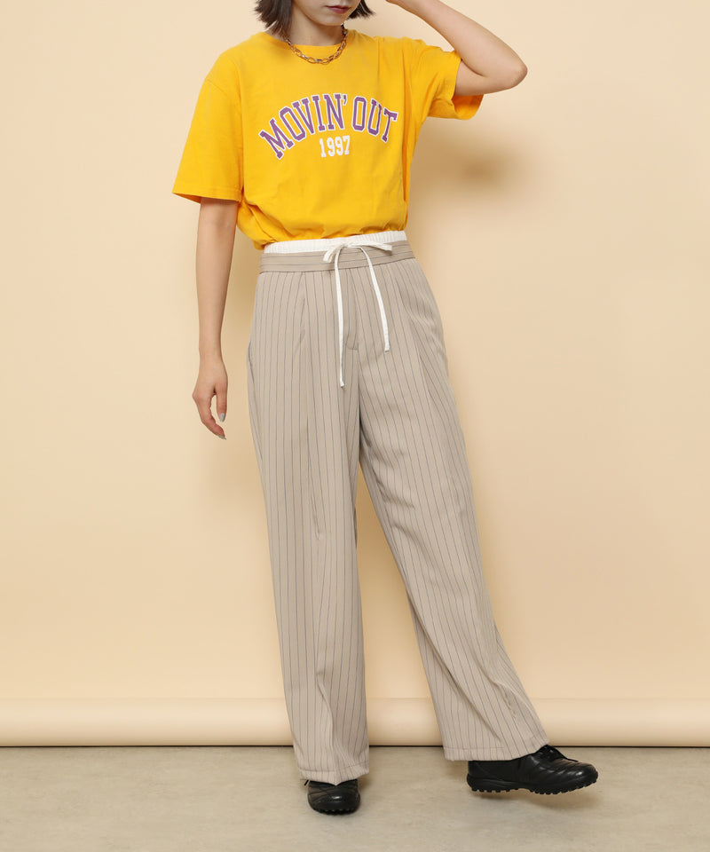 ピンストライプ ダブルウエストパンツ