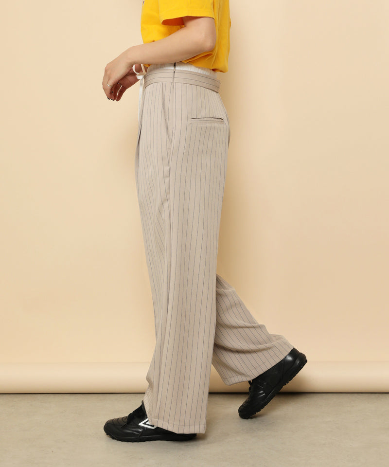 ピンストライプ ダブルウエストパンツ