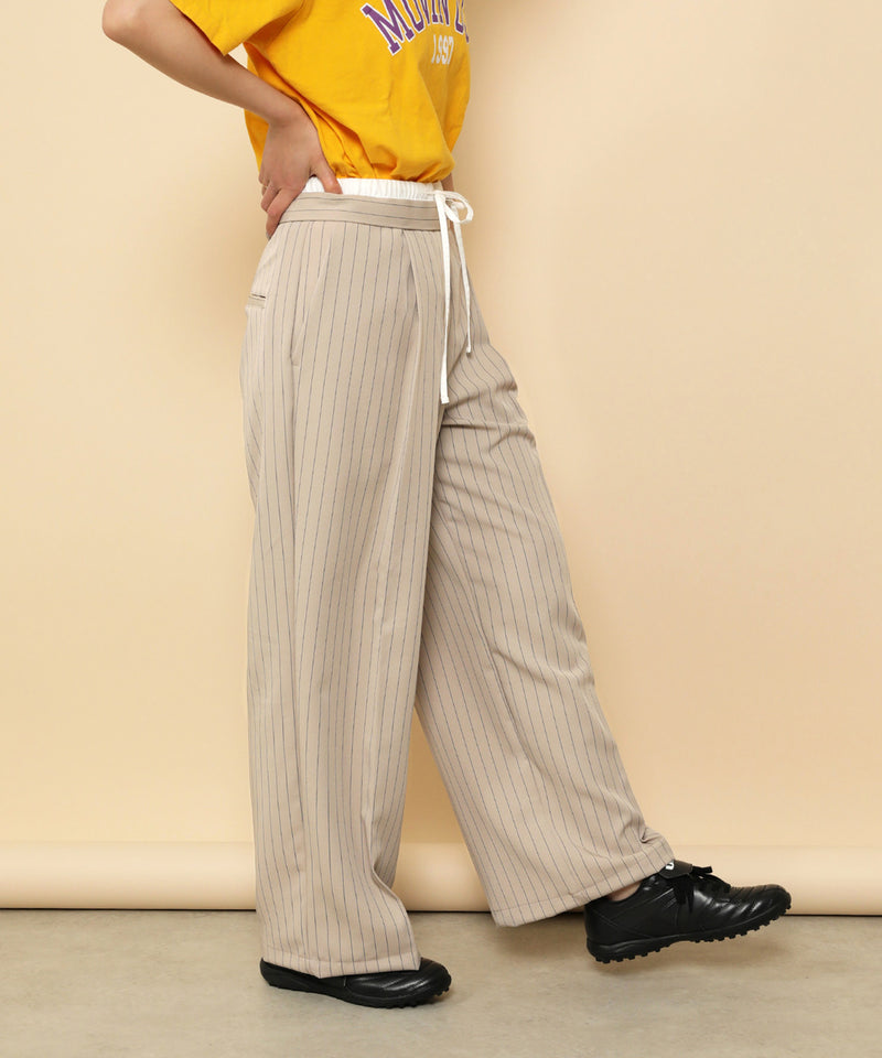 ピンストライプ ダブルウエストパンツ