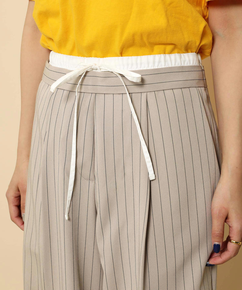 ピンストライプ ダブルウエストパンツ