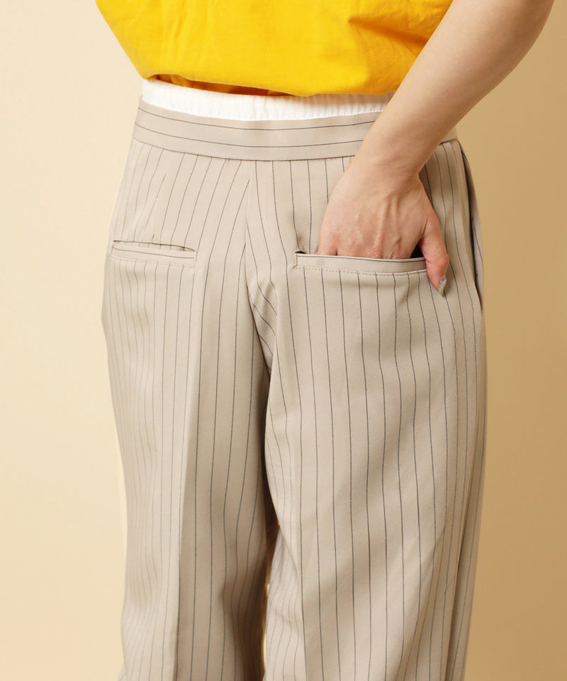 ピンストライプ ダブルウエストパンツ