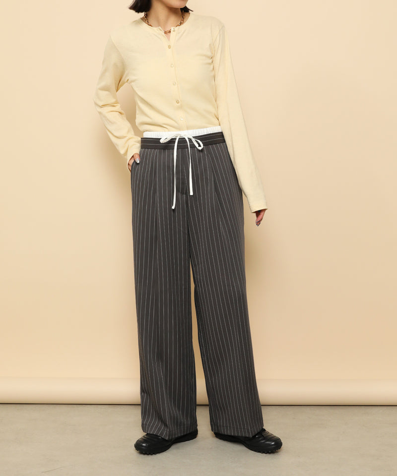 ピンストライプ ダブルウエストパンツ