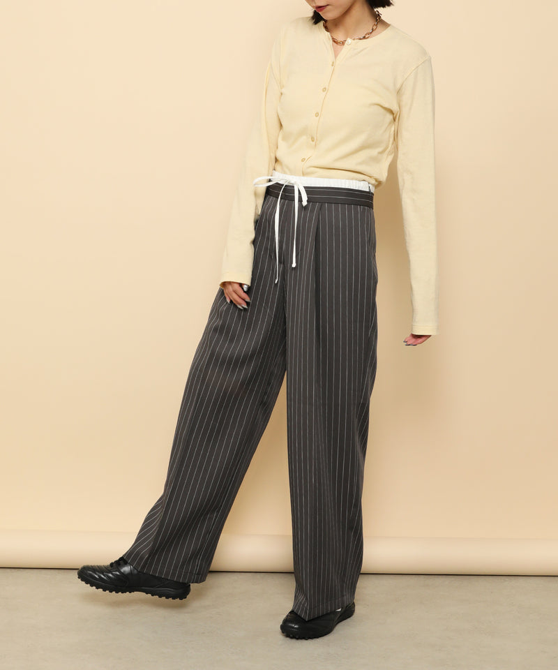 ピンストライプ ダブルウエストパンツ