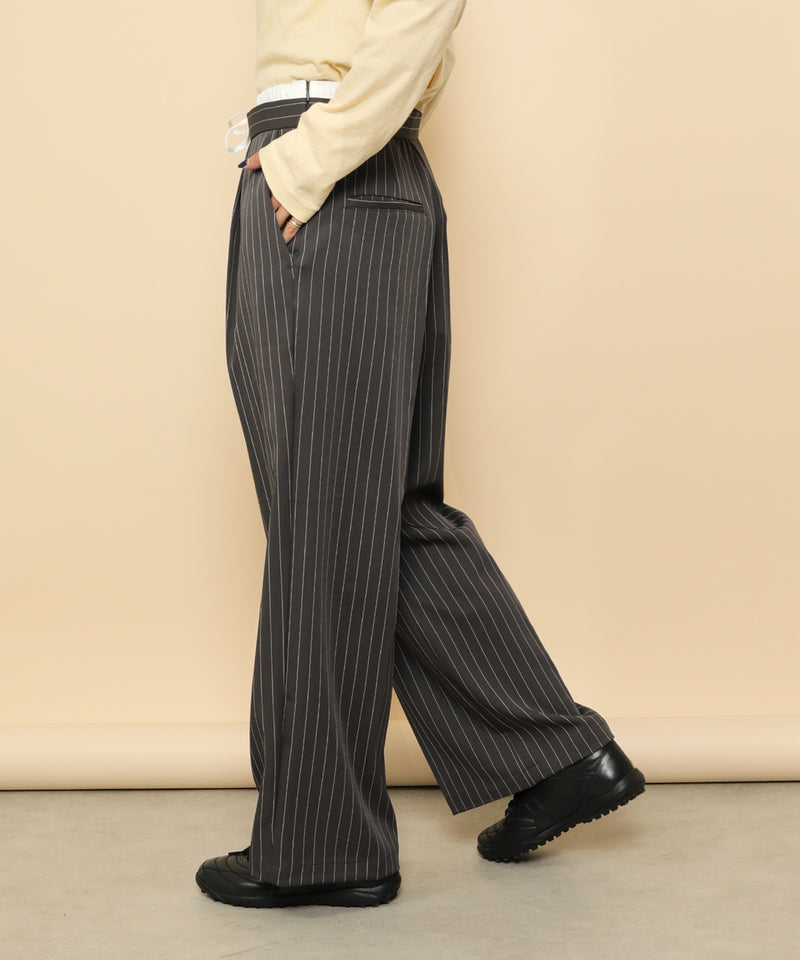 ピンストライプ ダブルウエストパンツ