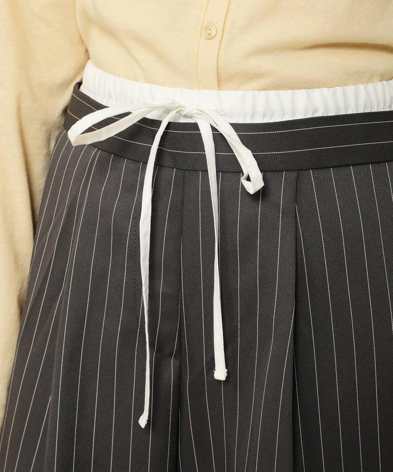 ピンストライプ ダブルウエストパンツ