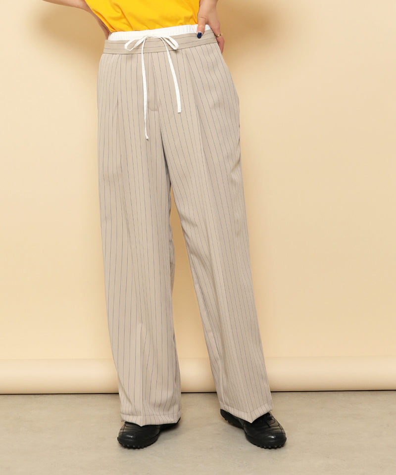 ピンストライプ ダブルウエストパンツ