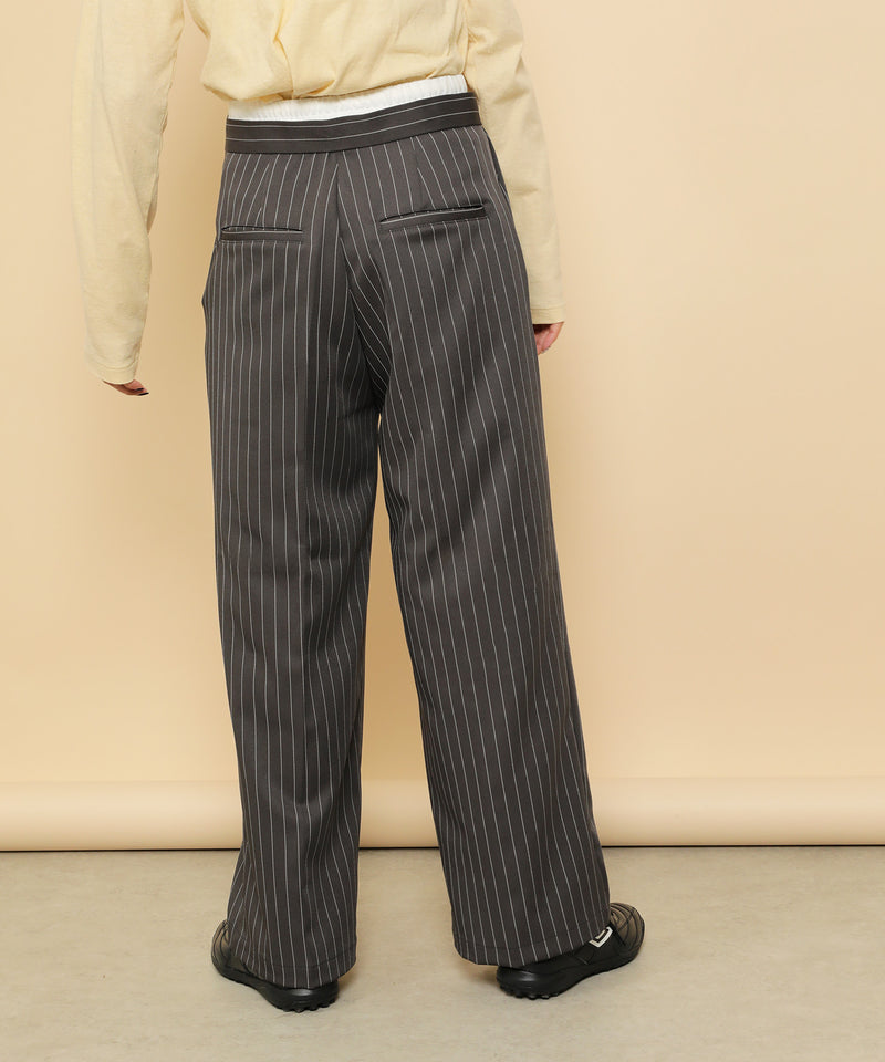 ピンストライプ ダブルウエストパンツ