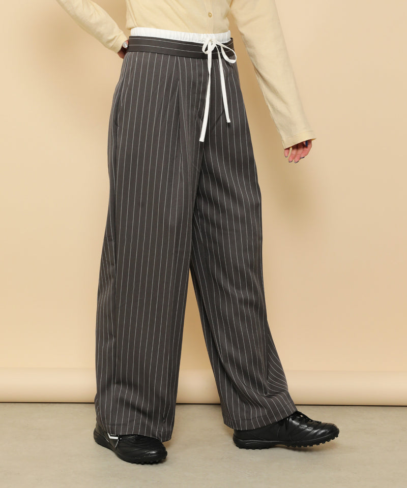 ピンストライプ ダブルウエストパンツ