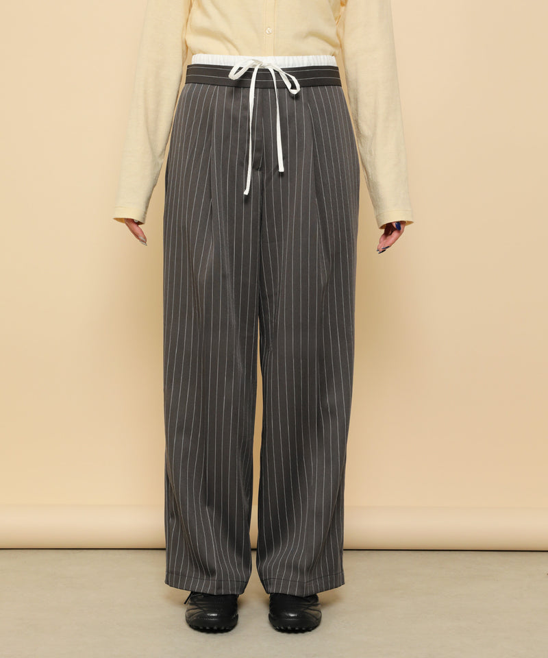ピンストライプ ダブルウエストパンツ