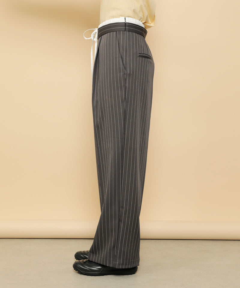 ピンストライプ ダブルウエストパンツ